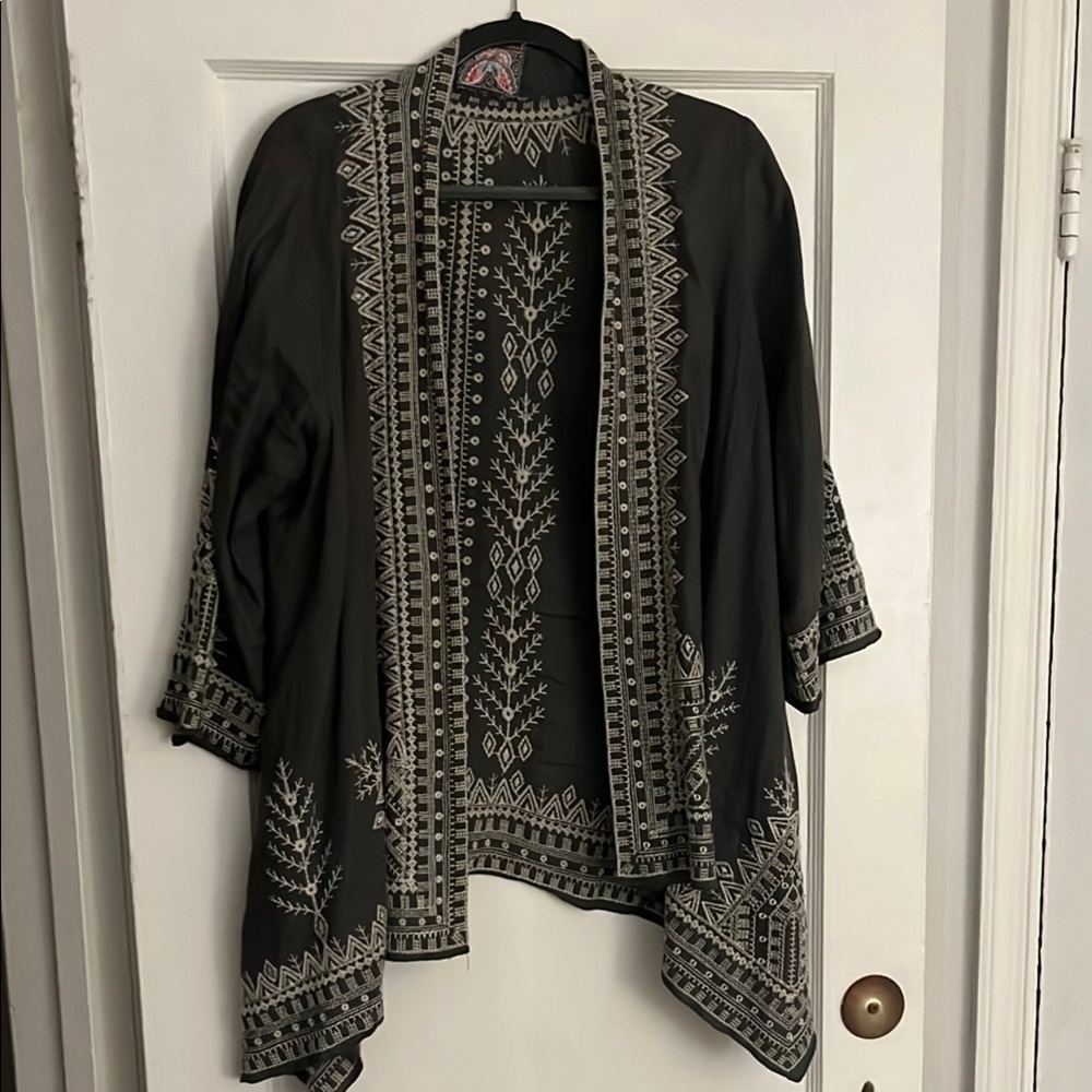 Embroidered Grey Linen Johnny Was Jacket